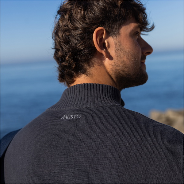 2025 Musto Hommes Original Pull En Tricot à Col Zippé 85082 - Carbon Marl
